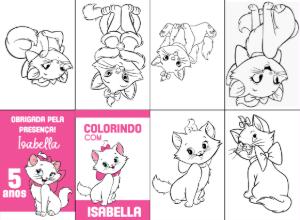 Livrinho de Colorir Gata Marie Aniversário para Editar Online