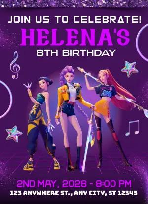 Demon Hunter Birthday Invitation - Editable Digital Template