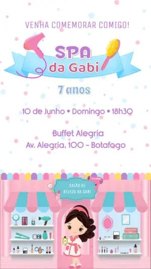 Convite de Aniversário Spa Party com Salão de Beleza para Editar