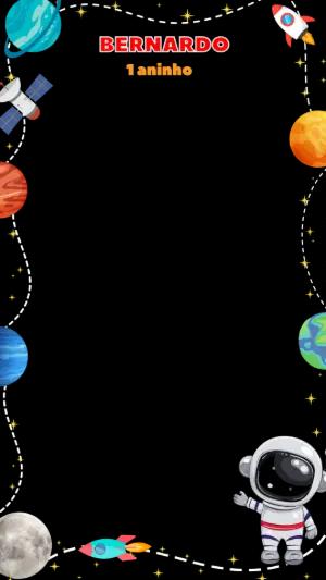 Moldura Aniversário Astronauta para Editar Online