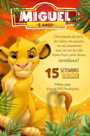 Convite de Aniversário Rei Leão com Simba para editar online