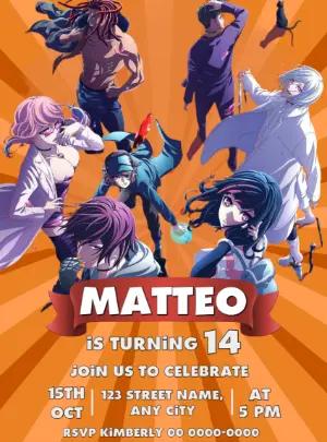 Akudama Drive Style Anime Birthday Invitation | Editable Template