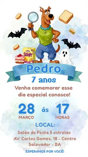Convite de Aniversário Scooby-Doo Divertido para Editar
