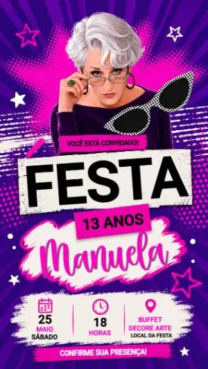 Convite de Aniversário Diabo Veste Prada Roxo para Editar