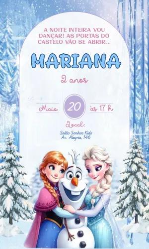 Convite de Aniversário Frozen Princesas do Gelo Editável
