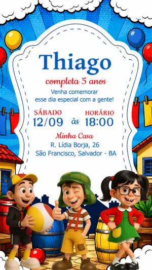 Convite de Aniversário Chaves 3D Modelo Editável