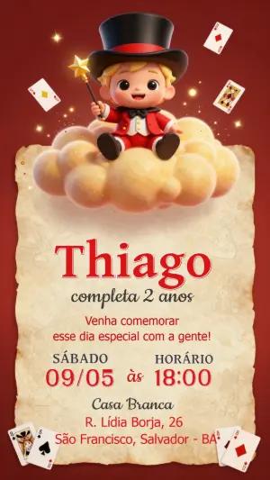 Convite Aniversário Infantil Mágico Modelo Digital Editável