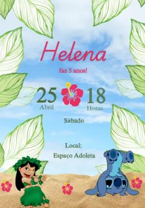 Convite Aniversário Lilo e Stitch para Editar Online