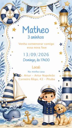 Convite Aniversário Marinheiro