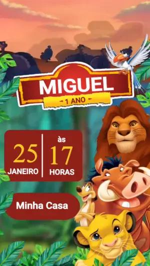 Convite Animado Aniversário Rei Leão para Editar Online