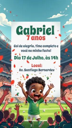 Convite Aniversário Futebol Menino para Editar e Imprimir