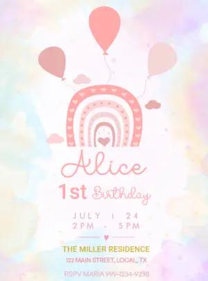 Boho Rainbow Birthday Invitation to Edit Online