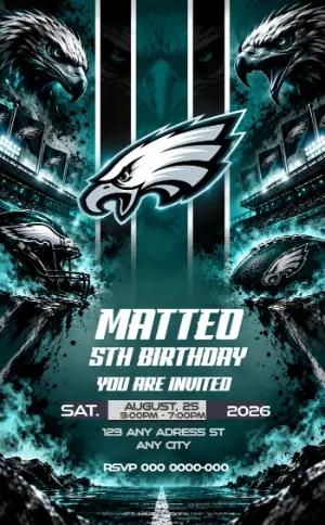 Philadelphia Eagles NFL Birthday Invitation | Editable Template