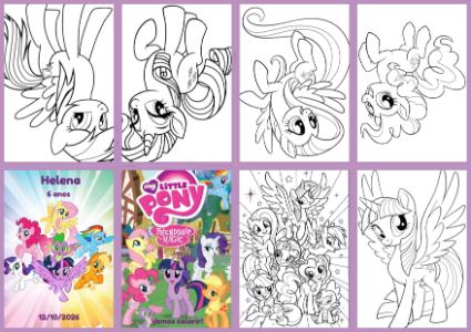Livrinho de Colorir My Little Pony Editável para Lembrancinha