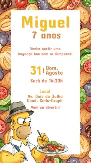 Convite de Aniversário Os Simpsons com Homer para Editar Online