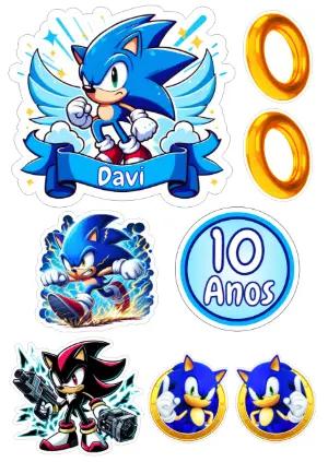 Kit Topo de Bolo Sonic com Personagens para Editar Online