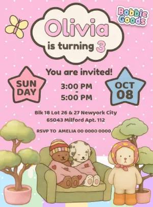 Cute Animal Characters Birthday Invitation to Edit Online