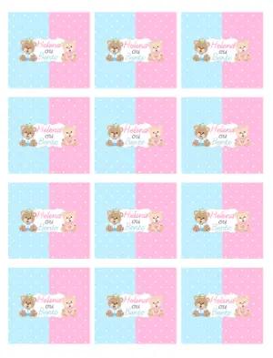 Adesivo para Balinha Personalizada Chá Revelação Ursinhos Príncipe e Princesa 
