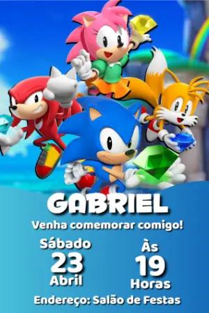 Convite de Aniversário Sonic Clássico para Editar Online