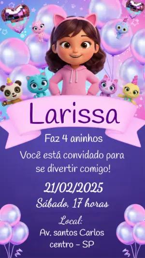 Convite Aniversário Infantil A Casa Mágica da Gabby Editável