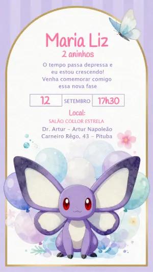 Convite de Aniversário Infantil Monstrinho Lilás Editável