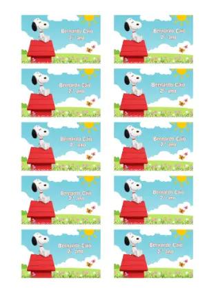 Etiqueta Escolar Snoopy Colorida para Editar e Imprimir