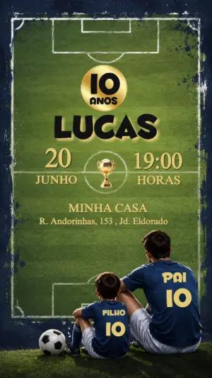 Convite Aniversário Futebol Pai e Filho Modelo Editável