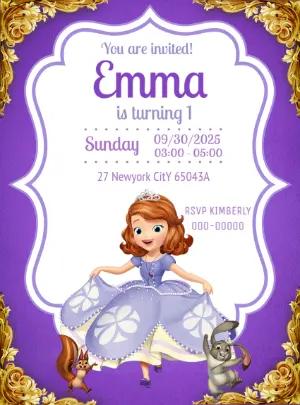 Sofia the First Birthday Invitation Editable Online