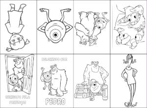 Mini Livro de Colorir Monstros SA Editável para Imprimir