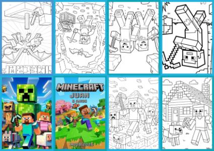 Livrinho de Colorir Minecraft Editável para Festa Infantil