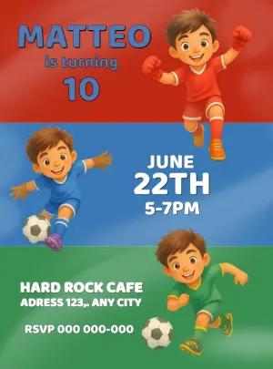 Boys Soccer Party Invitation | Editable Digital Template