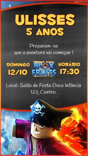 Convite de Aniversário Blox Fruits para Editar Online