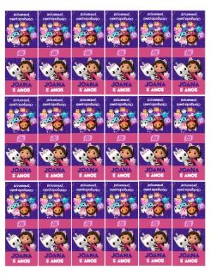 Rótulo Tic Tac A Casa Mágica da Gabby Editável para Aniversário