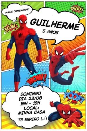 Convite Aniversário Homem Aranha Estilo Gibi para Editar Online