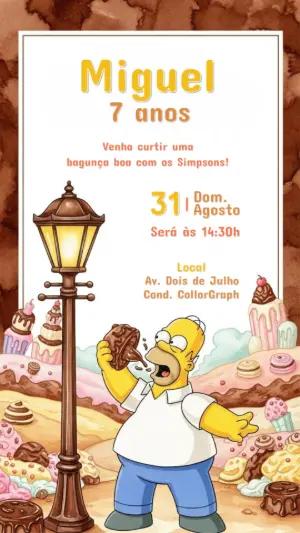 Convite de Aniversário Os Simpsons com Homer para Editar