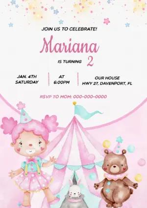 Cute Circus Birthday Invitation | Editable Digital Template