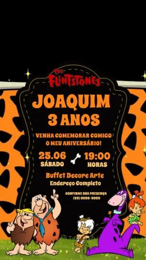 Convite Animado Aniversário Os Flintstones para Editar