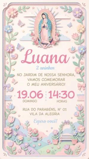 Convite de Aniversário Jardim de Nossa Senhora Editável