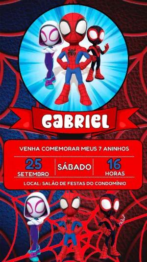 Convite Aniversário Spidey e seus Amigos para Editar Online