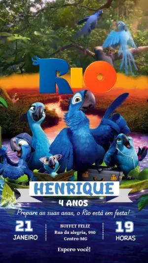 Convite Animado de Aniversário do Filme Rio para Editar