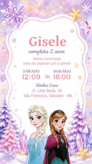 Convite de Aniversário Frozen: Modelo Digital Editável
