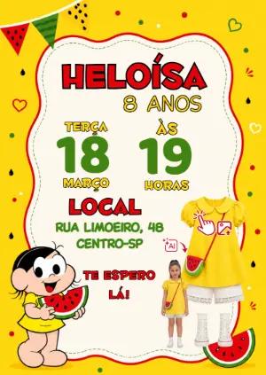 Convite Magali com Foto: Vire a Personagem da Turma da Mônica