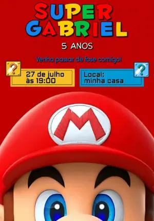 Convite de Aniversário Super Mario Colorido para Editar