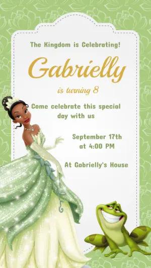 Princess Tiana Birthday Invitation Editable Template