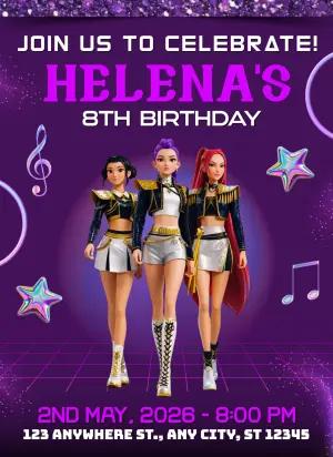 Demon Hunter Birthday Invitation Template to Edit