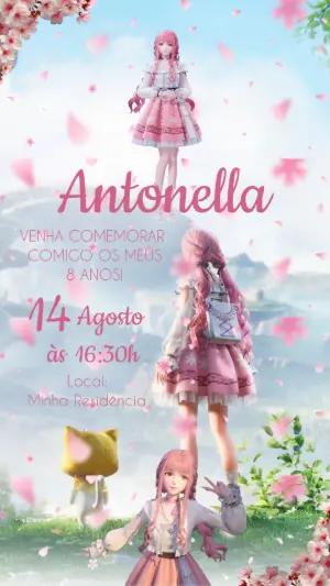 Convite de Aniversário Infinity Nikki Editável com Flores