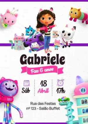 Convite de Aniversário Casa Mágica da Gabby Editável