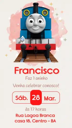 Convite de Aniversário Thomas e Seus Amigos Editável