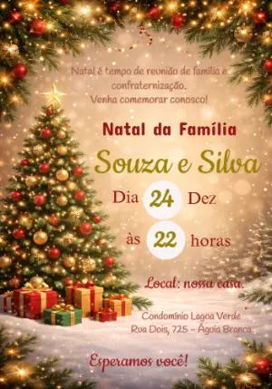 Convite de Natal Elegante com Luzes Douradas Editável