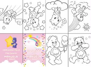 Mini Livro de Colorir Ursinhos Carinhosos Editável para Festa